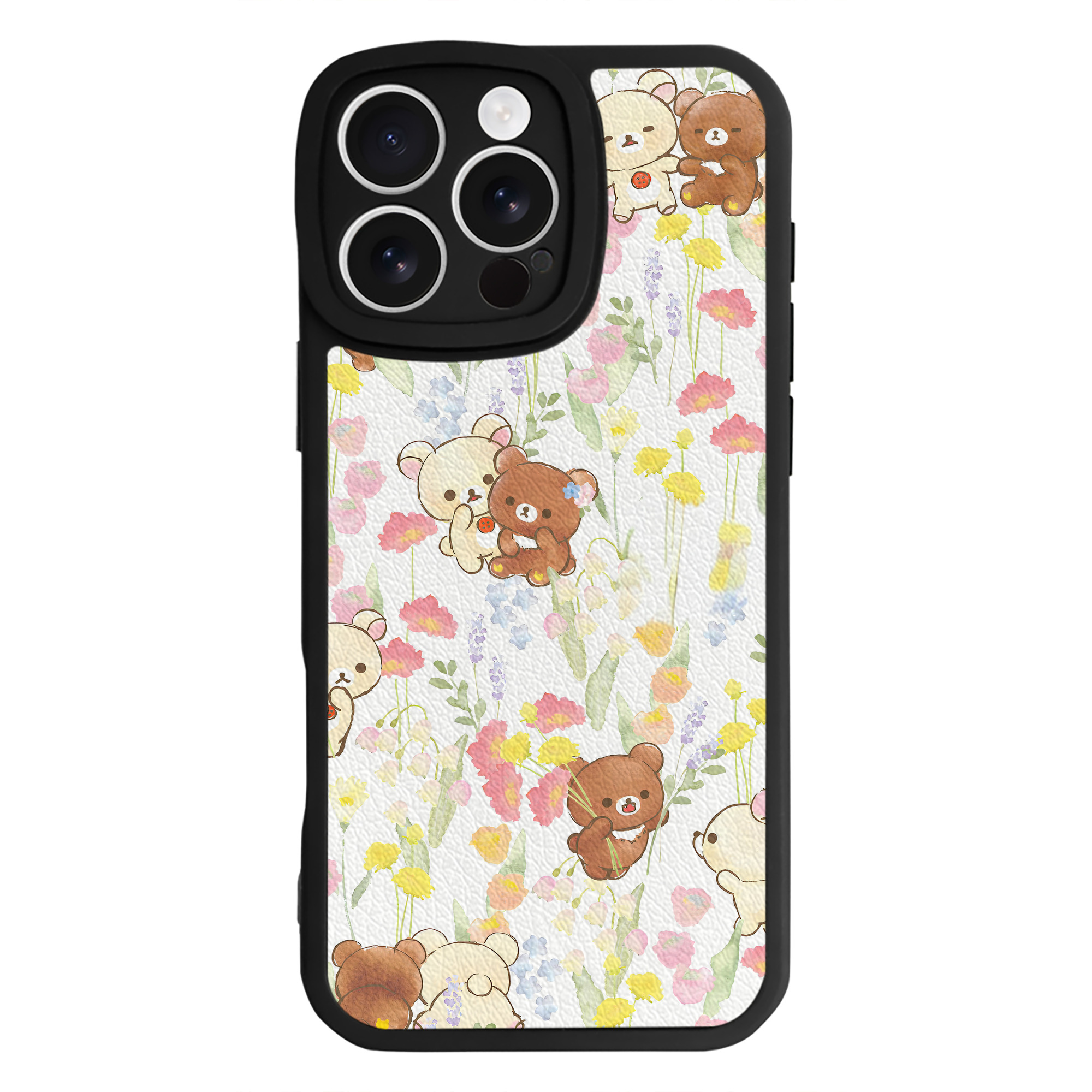 （画像用） リラックマ リラックマ キイロイトリ Rilakkuma Korilakkuma Kiiroitori 【iPhone 16シリーズ対応】シリコンスマホケース（レザー調） 材質：シリコン